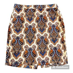 J Crew Paisley Print Pencil Skirt Sz 8